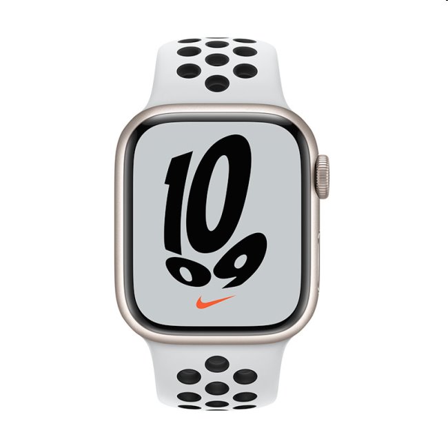 Apple Watch Nike Series 7 GPS, 41mm Starlight Aluminium Case with Pure Platinum/Black Nike Sport Band - Regular Apple Watch Nike Series 7 GPS, 41mm Starlight Aluminium Case with Pure Platinum/Black Nike Sport Band - Regular