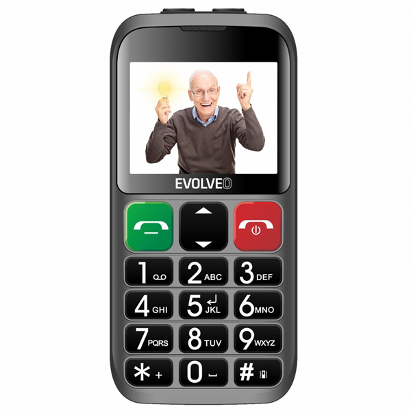 Evolveo EasyPhone EB, strieborný a nabíjací stojan