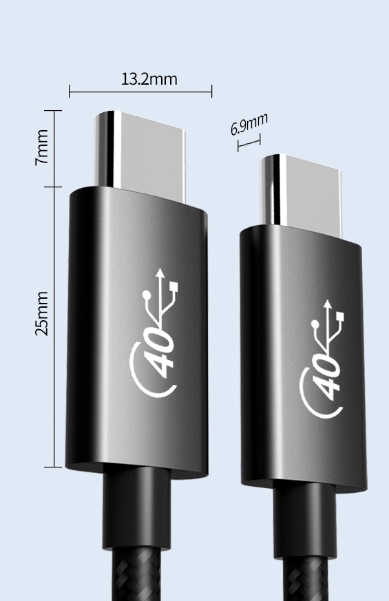 PremiumCord USB4 kábel 1 m, 40Gbps, Thunderbolt 3, certifikovaný USB-IF, čierny