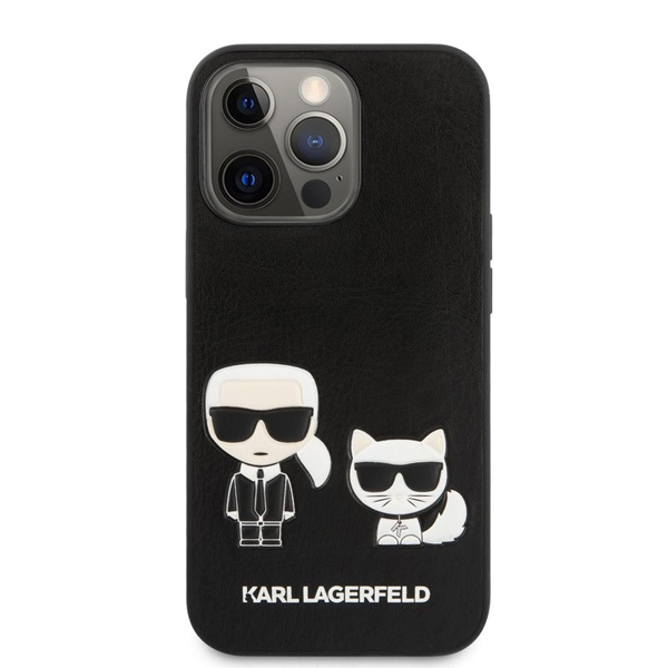Zadný Karl Lagerfeld and ChoupettePU Leather pre iPhone 13 Pro, čierna