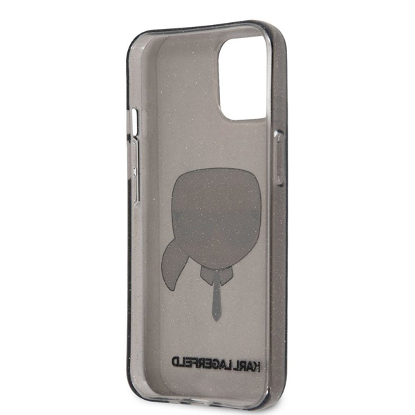Zadný kryt Karl Lagerfeld TPU Full Glitter Karl Head pre iPhone 13 mini, čierna