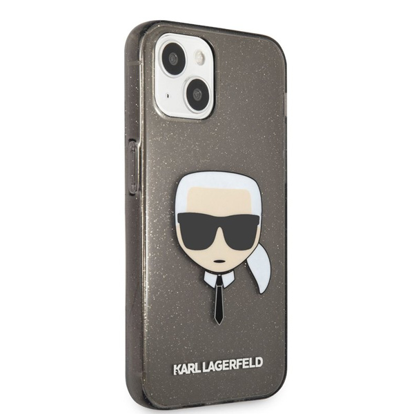 Zadný kryt Karl Lagerfeld TPU Full Glitter Karl Head pre iPhone 13 mini, čierna