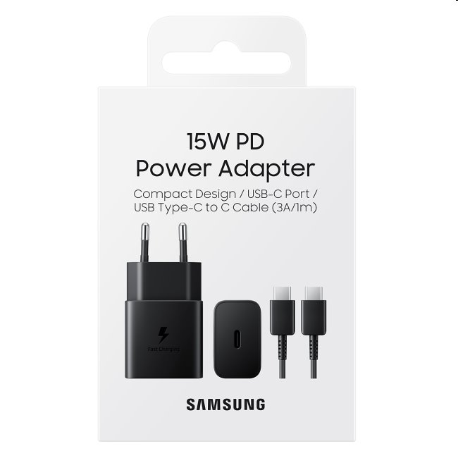 Rýchlonabíjačka Samsung 15W s USB-C káblom, black