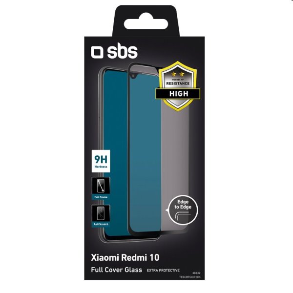 SBS Full Cover Glass Screen Protector pre Xiaomi Redmi 10, čierna