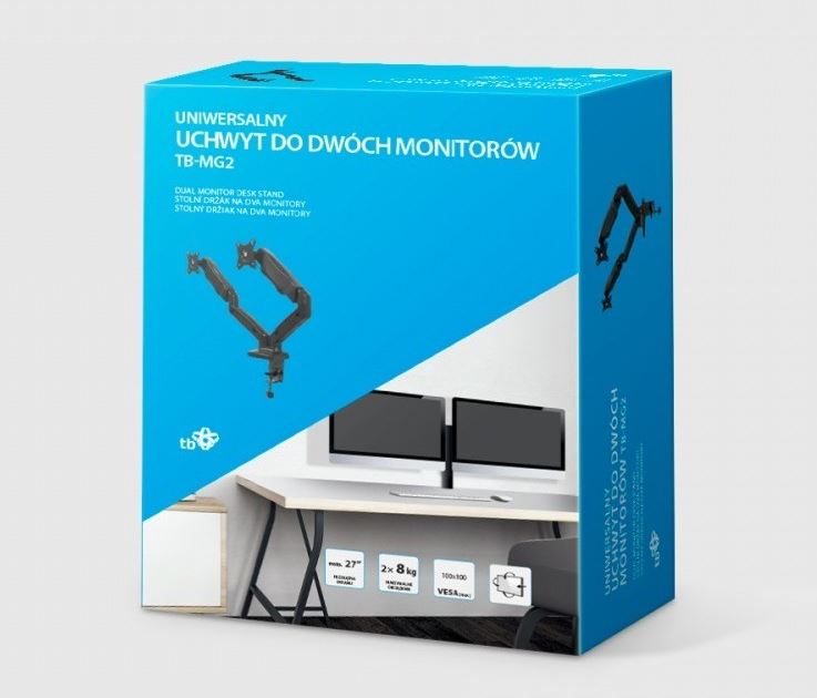 TB Touch plynový držiak na monitor TB-MG2, 27" (2x8 kg), čierny