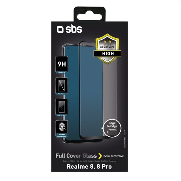 Tvrdené sklo SBS Full Cover pre Realme 8, čierne Tvrdené sklo SBS Full Cover pre Realme 8, čierne