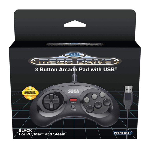 Retro-Bit SEGA MD 8-Button USB, čierny