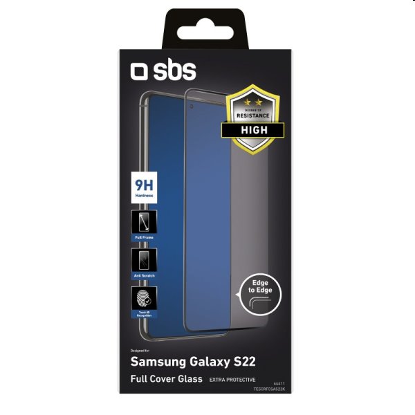 Tvrdené sklo SBS Full Cover pre Samsung Galaxy S22, čierne Tvrdené sklo SBS Full Cover pre Samsung Galaxy S22, čierne