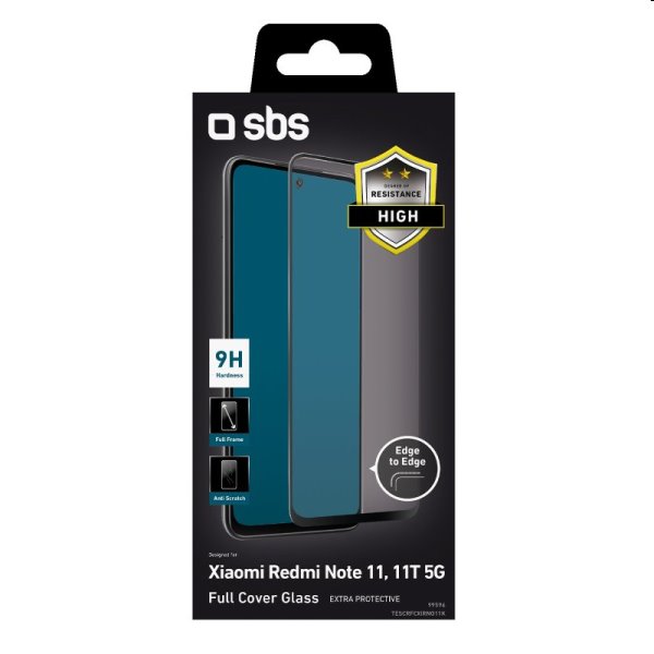 Tvrdené sklo SBS Full Cover pre Xiaomi Redmi Note 11, Note 11T 5G, čierna