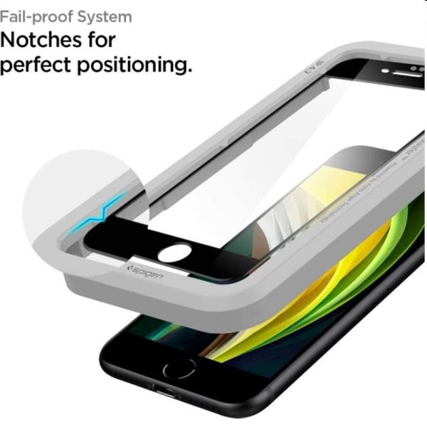 Tvrdené sklo Spigen AlignMaster FC pre Apple iPhone SE 20/SE 22/8/7, čierne
