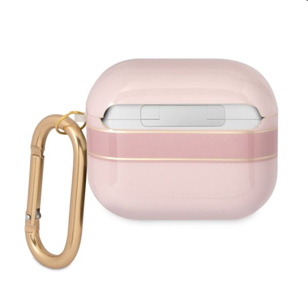 GUESS TPU Printed Stripe obal pre Apple AirPods 3, ružový