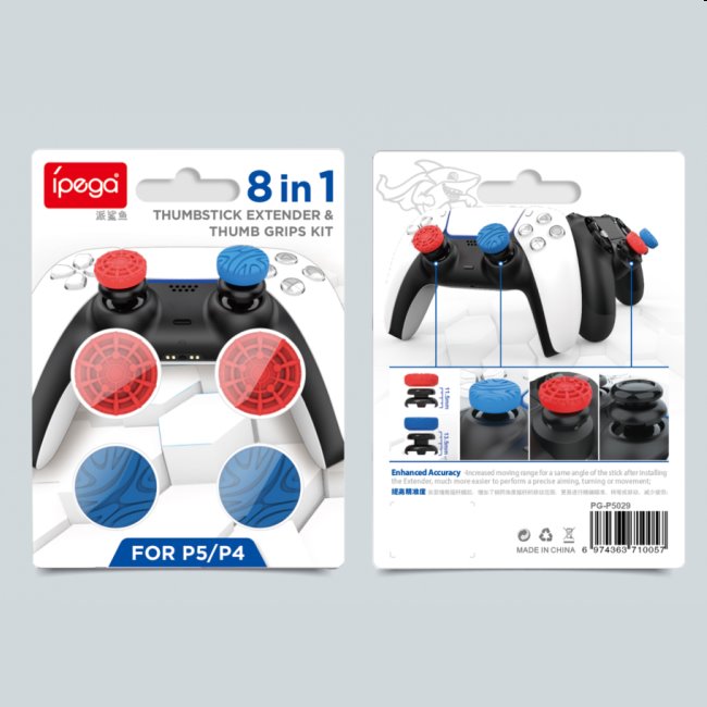 iPega P5029 PlayStation 4/5 krytky na controller, červené/modré