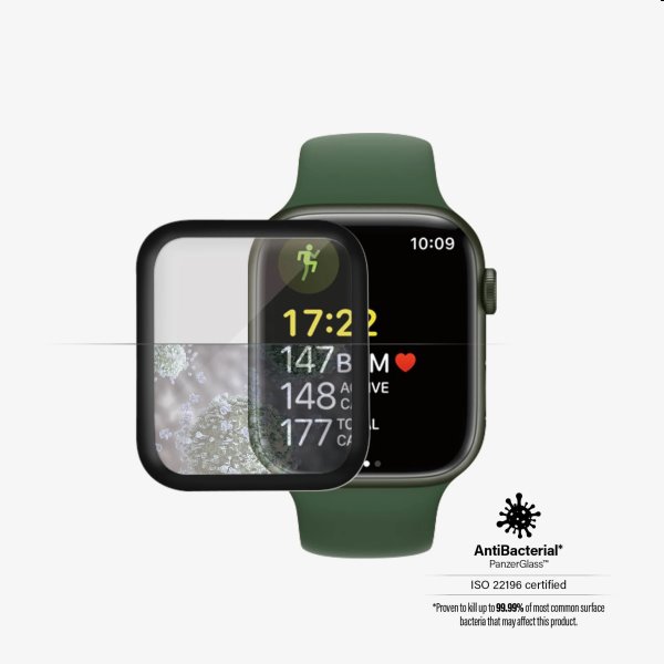 Ochranné temperované sklo s puzdrom PanzerGlass pre Apple Watch 7 40 mm, čierna