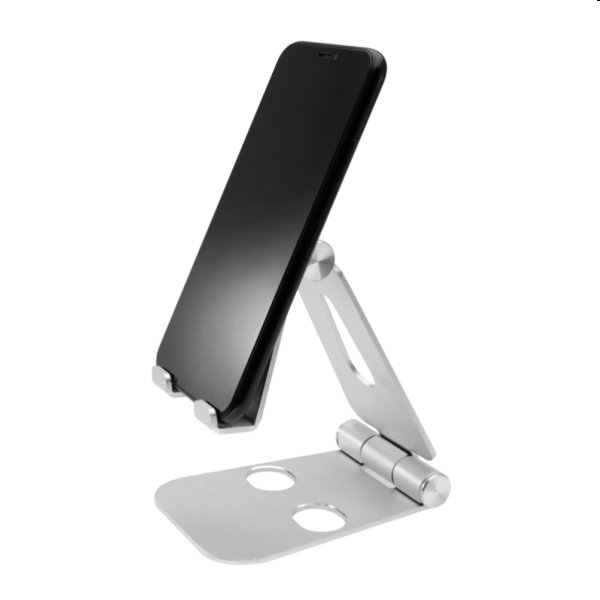 FIXED Frame hliníkový stojan na stôl pre mobilné telefóny, strieborná