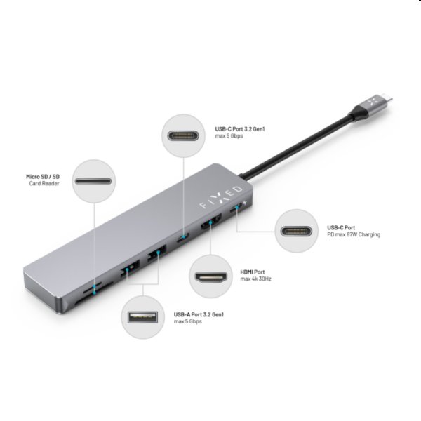 FIXED HUB Card 7 v 1 s USB-C pre notebooky a tablety
