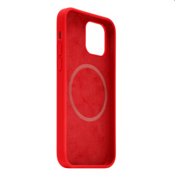 Silikónový zadný kryt FIXED MagFlow pre Apple iPhone 12/12 Pro s Magsafe, červená