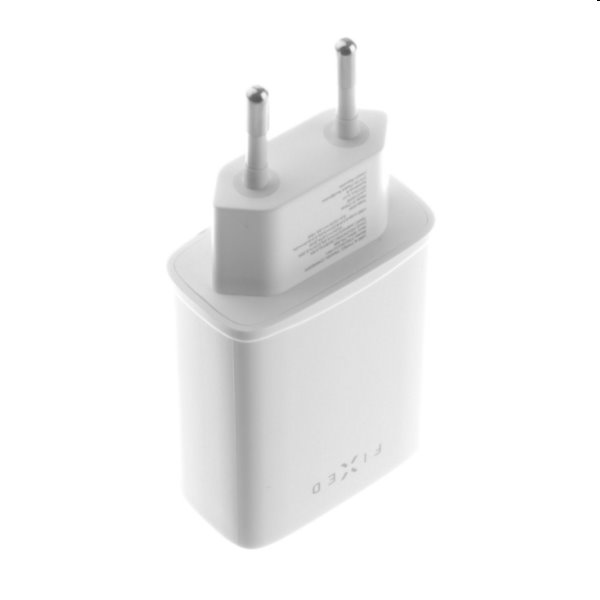 FIXED Sieťová nabíjačka s USB-C/USB, podpora PD, 30 W, biela