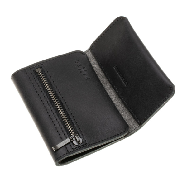 FIXED Smile Tripple Kožená peňaženka s inteligentným lokátorom, čierna