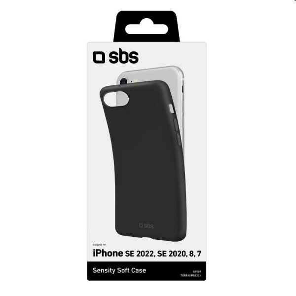 Zadný kryt SBS Sensity pre Apple iPhone SE 2022/SE 2020/8/7, čierna