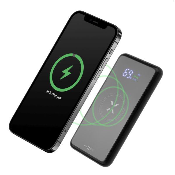 FIXED MagZen powerbanka s bezdrôtovým nabíjaním a podporou Magsafe, 10 000 mAh, čierna