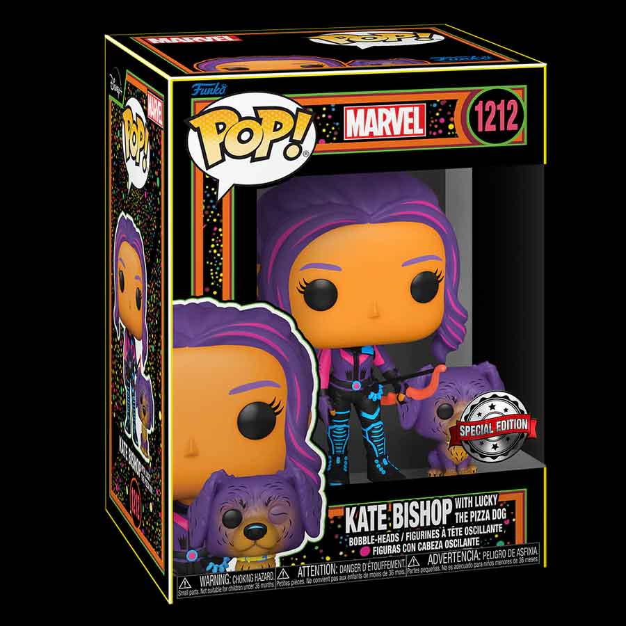 POP! Kate Bishop with Lucky the Pizza Dog Blacklight - Hawkeye (Marvel) Special Edition