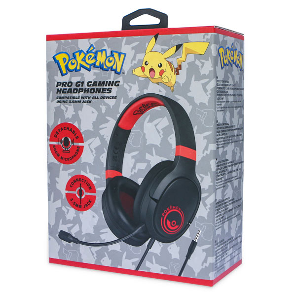 Detské herné slúchadlá OTL Technologies Pokémon Poké ball PRO G1, čierne, červené