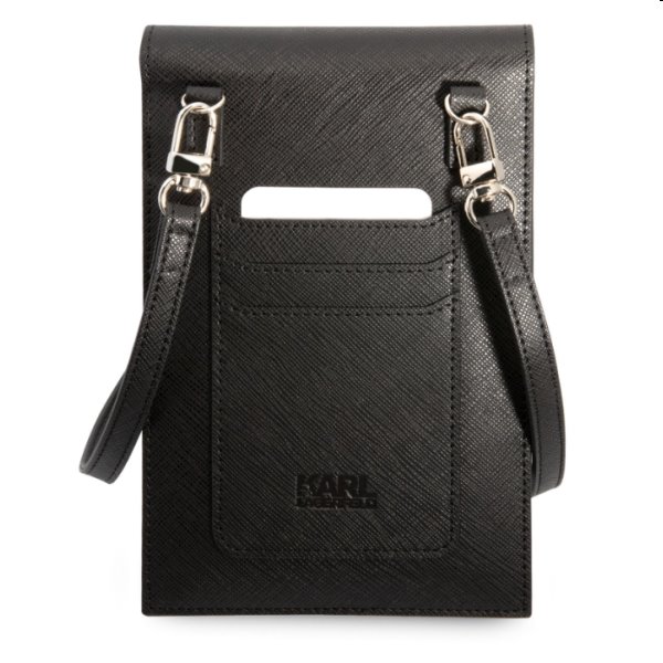 Taška na telefón Karl Lagerfeld Saffiano Metal Ikonik, čierna Taška na telefón Karl Lagerfeld Saffiano Metal Ikonik, čierna