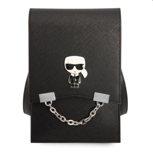 Taška na telefón Karl Lagerfeld Saffiano Metal Ikonik, čierna Taška na telefón Karl Lagerfeld Saffiano Metal Ikonik, čierna