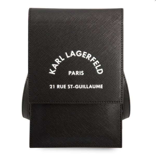 Taška na telefón Karl Lagerfeld Saffiano Rue Saint Guillaume, čierna