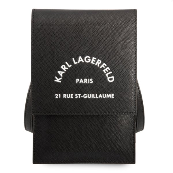Taška na telefón Karl Lagerfeld Saffiano Rue Saint Guillaume, čierna Taška na telefón Karl Lagerfeld Saffiano Rue Saint Guillaume, čierna