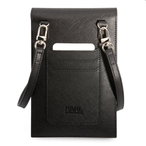 Taška na telefón Karl Lagerfeld Saffiano Rue Saint Guillaume, čierna Taška na telefón Karl Lagerfeld Saffiano Rue Saint Guillaume, čierna
