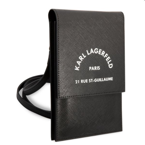 Taška na telefón Karl Lagerfeld Saffiano Rue Saint Guillaume, čierna Taška na telefón Karl Lagerfeld Saffiano Rue Saint Guillaume, čierna