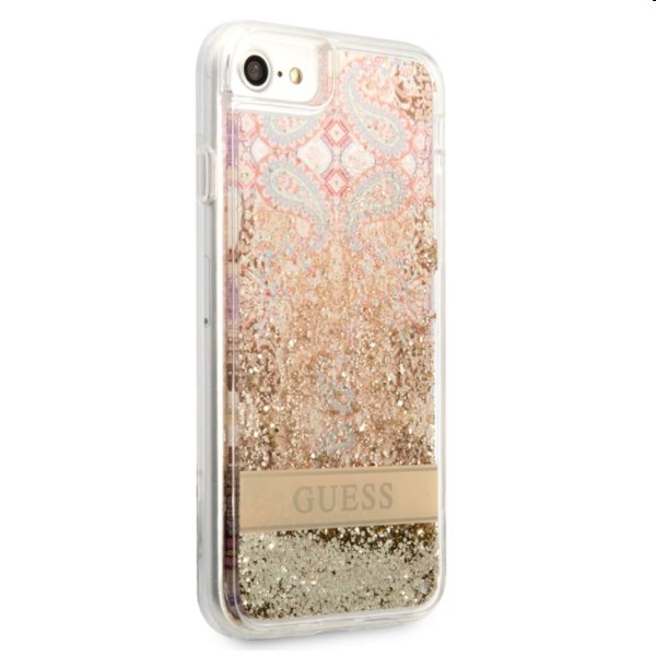 Zadný kryt Guess Liquid Glitter Paisley pre Apple iPhone 7/8/SE2020/SE2022, zlatá