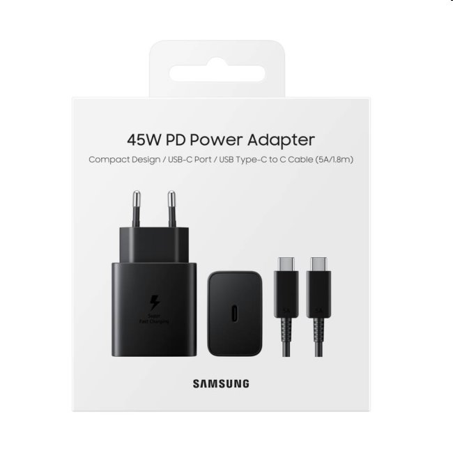 Rýchlonabíjačka Samsung 45W s USB-C káblom, čierna