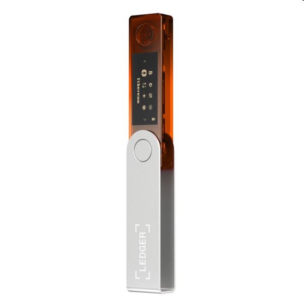 Ledger Nano X hardvérová peňaženka na kryptomeny, oranžová