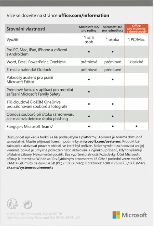 Microsoft Office 2021 pre študentov a domácnosti - 1 PC/Mac Microsoft Office 2021 pre študentov a domácnosti - 1 PC/Mac