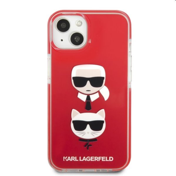 Zadný kryt Karl Lagerfeld TPE Karl and Choupette Heads pre Apple iPhone 13 mini, červená