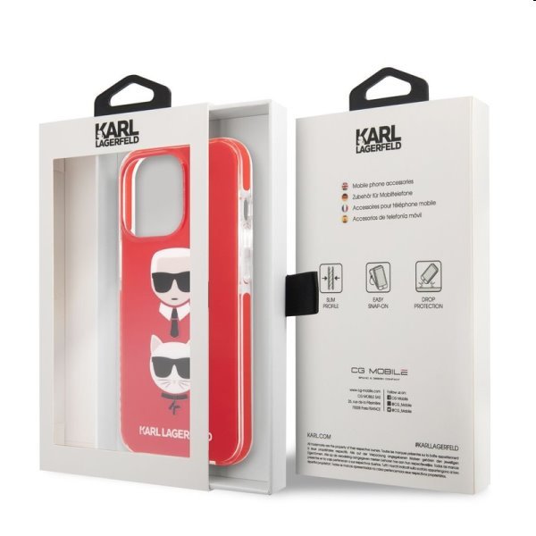 Zadný kryt Karl Lagerfeld TPE Karl and Choupette Heads pre Apple iPhone 13 Pro Max, červená