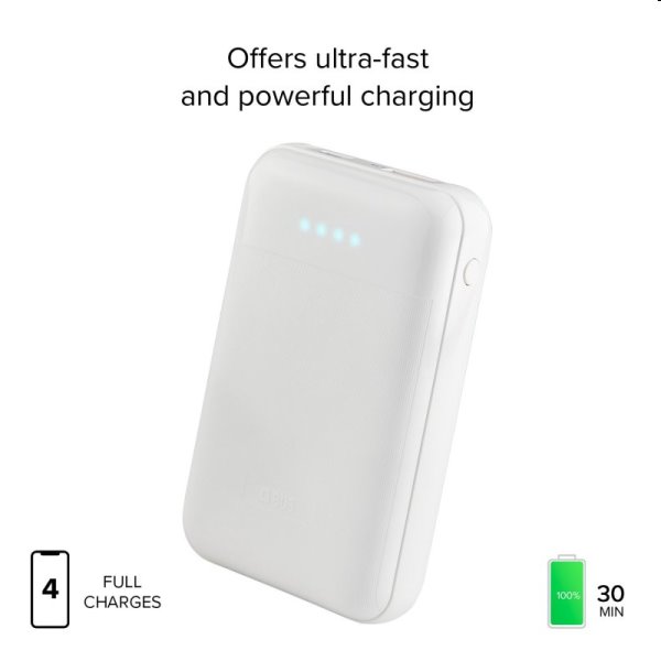 SBS Powerbank10000 mAh, USB/USB-C PD 20 W, biela
