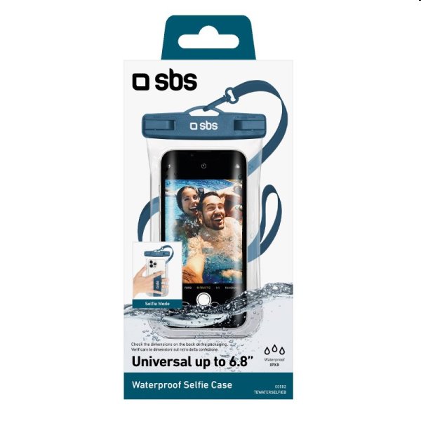 Univerzálne vodotestné puzdro SBS Selfie pre smartfóny do 6,8'', modrá Univerzálne vodotestné puzdro SBS Selfie pre smartfóny do 6,8'', modrá