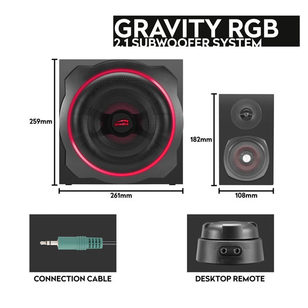Speedlink Gravity RGB 2.1 Subwoofer System, čierny