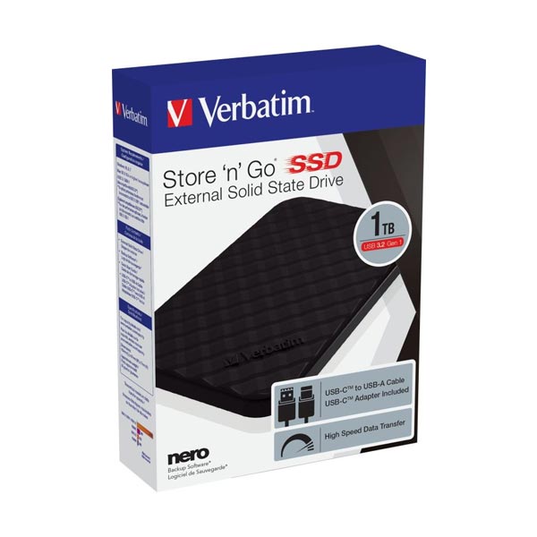 Verbatim SSD disk 1 TB GEN2 USB 3.2 gen 1 Store 'n' Go, externý, čierny Verbatim SSD disk 1 TB GEN2 USB 3.2 gen 1 Store 'n' Go, externý, čierny
