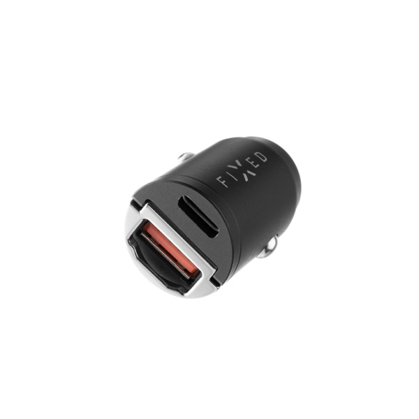 FIXED Autonabíjačka s USB-C a USB-A, PD, QC 3.0, 30 W, čierna