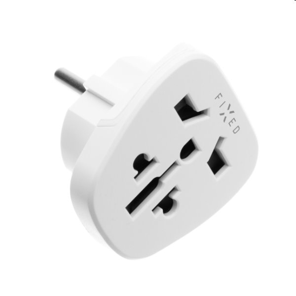 FIXED EU Adapter pre zapojenie UK, US, AUS nabíjačiek do EU zásuviek, biely