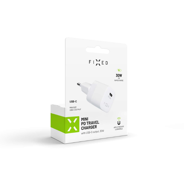 FIXED Mini cestovná nabíjačka USB-C výstup a PD, 30 W, biela FIXED Mini cestovná nabíjačka USB-C výstup a PD, 30 W, biela