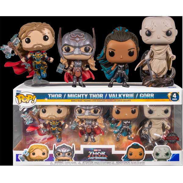 POP! 4 Pack Thor, Mighty Thor, Valkyrie, Gorr (Thor: Love and Thunder) Special Edition