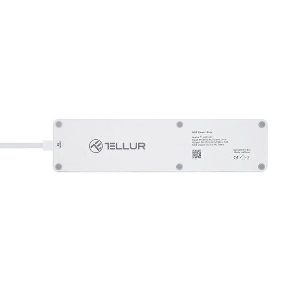 Tellur WiFi Smart Power Strip, 3x zásuvka, 4x USB 4A, biela