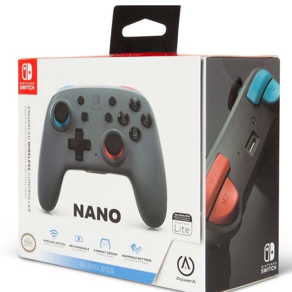 Bezdrôtový ovládač PowerA Nano Enhanced pre Nintendo Switch, Grey Neon Blue Red