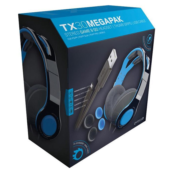Gioteck TX30 Megapack, Stereo Game & Go Headset + Gripy na gamepad + USB kábel pre PS4 Gioteck TX30 Megapack, Stereo Game & Go Headset + Gripy na gamepad + USB kábel pre PS4