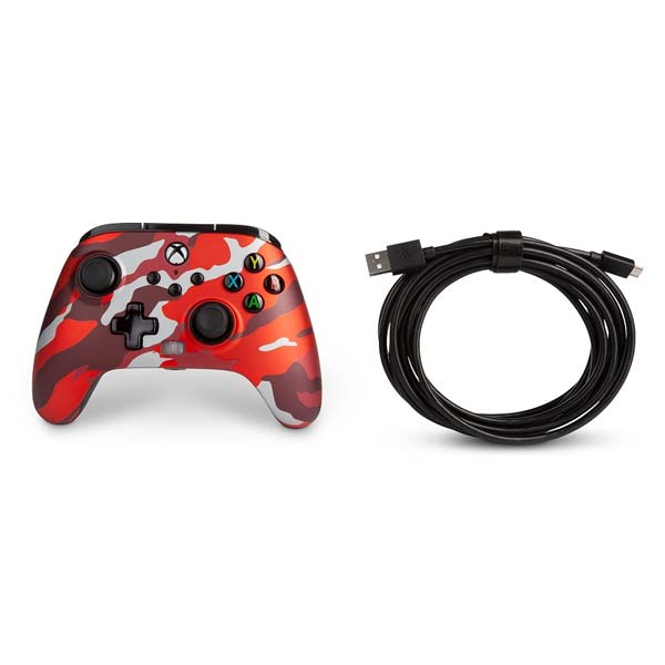 Káblový ovládač PowerA Enhanced pre Xbox Series, Metallic Red Camo